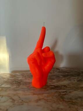 CandleHand F*ck You Gesture Handmade Neon Orange Candle